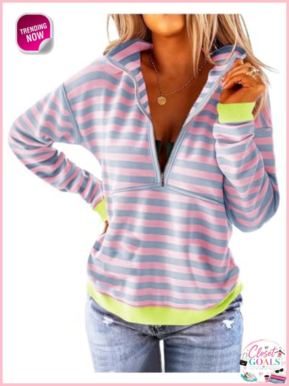 Women's Long Sleeve Half Zip Sweatshirt Loose Fit Casual Pullover